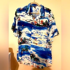Mens Tropical Button Up Shirt Design by Italy Size Large #0058